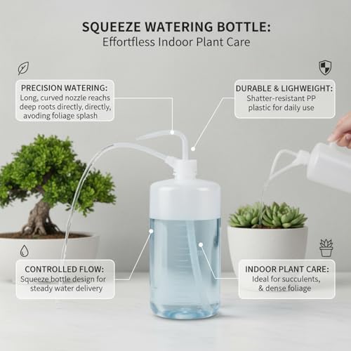 Precision Squeeze Watering Bottle with Long Curved Spout Durable PP Plastic - Image 4