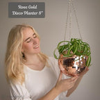 SCANDINORDICA Disco Ball Planter, Value Package, 8-inch Rose Gold - Image 2