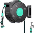 Heavy Duty Water Hose Holder, Garden Hose Reel Wall Mounted, 25M/82Ft 1/2inch Auto Retractable Hosepipe Wall-Mounted on Reel Portable 180° Swivel 8-in-1 Jet or Spray,Hose Bracket by Unknown