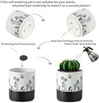 Nihow Self Watering Pots for Indoor Plants,4.5+6 Inch,White Hand Painting - Image 3