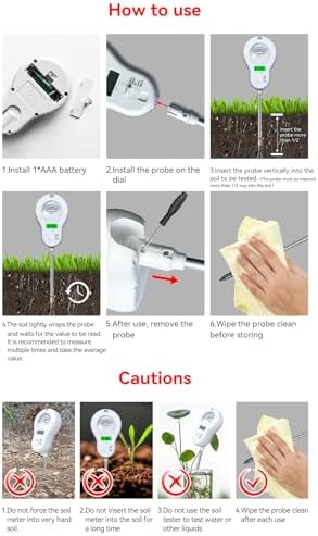 6-in-1 Soil Moisture Meter, PH Tester, Soil Moisture, Fertility, Sunshine Intensity, Temperature, Humidity, with Removable Probe for Gardens, Lawns, Farms (Including 1*AAA Batteries) (3) - Image 7