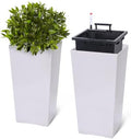 Garvee 22.5" Tall Planters Set of 2, Outdoor＆Indoor White Planter Pots by Garvee