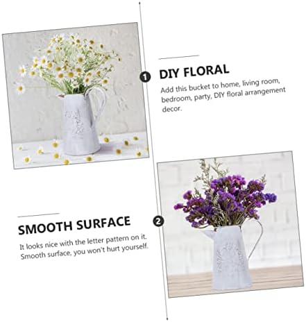 3pcs Vintage Iron Flower Bucket Decor with Handle - Image 2