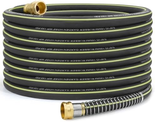 Flexible Rubber Garden Hose 75ft, 5/8" Hybrid Rubber Hose Heavy Duty by Wurzberge