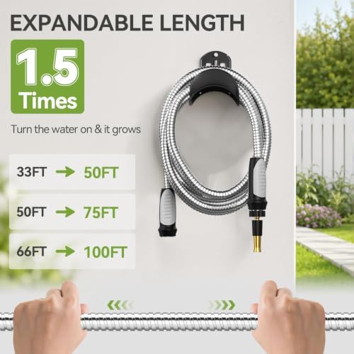 SPECILITE Expandable Metal Garden Water Hose 50 FT with Adjustable Nozzle - Image 2