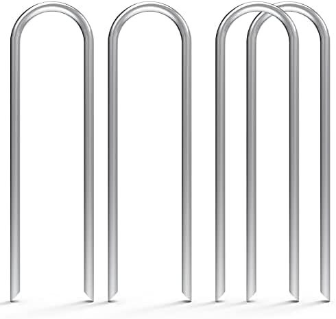 AAGUT U Shaped Garden Stakes 6 Inch, Galvanized Landscape Staples for Tube by AAGUT