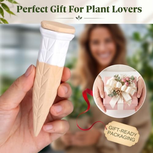 6 Pack Terracotta Watering Spikes with Lids and 3 Shovels Plant Watering Devices Wine Bottle Automatic Plant Slow Release Self Planting Stakes for 5”-9” Pots(4.92 x 1.57 x 1.57 Inches) - Image 5