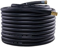 Guitrees Garden Hose 150FT x 3/4”, Heavy Duty Rubber Hose, Water Hose with Five Layered Braiding, Male Female Fittings, 1000PSI Burst, 300PSI Working (Black) by Guitrees