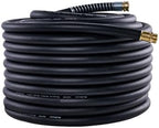 Guitrees Garden Hose 150FT x 3/4”, Heavy Duty Rubber Hose, Water Hose with Five Layered Braiding, Male Female Fittings, 1000PSI Burst, 300PSI Working (Black) by Guitrees