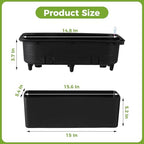 2 Pack Rectangular Self Watering Planter 15.6 x 5.4 in Window Sill Planters Indoor Rectangle Planter Self Watering Pots Plastic Plant pots with Drainage Holes Black Flower Pot (Black) - Image 3
