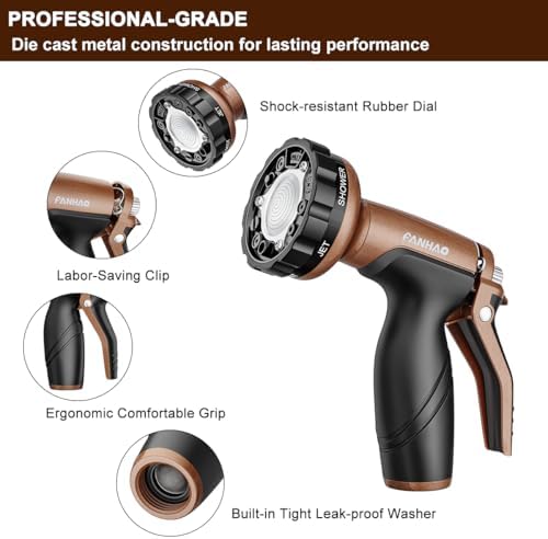 FANHAO 7 Spray Patterns Metal Garden Hose Nozzle with Lockable Trigger - Image 3
