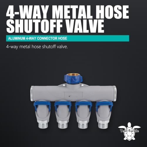 Teal Turtle Aluminum 4-Way Connector Hose Shutoff Manifold, 2-Pack - Image 4