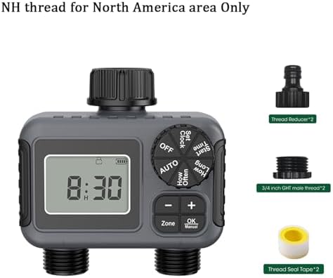 1pc 2-Zone Sprinkler Timer Programmable Garden Hose Timer Water-Saving Irrigation Controller for Lawn Yard Drip Systems IPX5(NH Thread) - Image 2