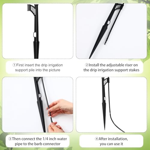 50 Pcs 12.8 Inch Drip Irrigation Stakes with 360 Degree Sprayer Emitters and Sprinkler Extension Riser for 1/4 Inch Drip Tubing Micro Sprinkler Heads Stakes for Garden Watering System, Red - Image 4