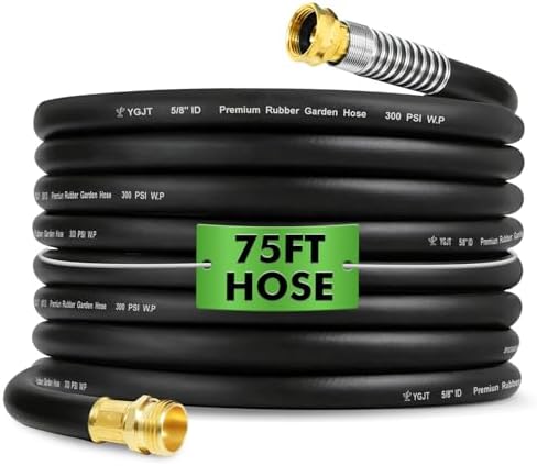 Heavy Duty Garden Hose 75FT x 5/8", 300psi Working, 1100psi Burst by YGJT