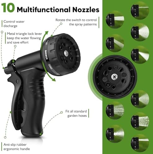 Rcfunkid Garden Hose 175FT No-Kink Metal Hose With 10 Function Nozzle Tough - Image 4