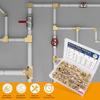 KOOTANS 96PCS Brass Pipe Fittings Assortment Kit - NPT Adapter, Reducer Bushing, Hex Nipple, Coupling, Head Plug, 45 & 90 Degree Barstock Street Elbow, Tee Fittings Kit - Image 6