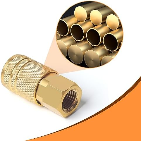 Industrial Air Coupling,1/4" NPT Plug and Air Hose Coulper,and FNPT Plug and Quick Adapter Set, 1/4" Basic Flow Quick Connect Air Coupler、Brass Air Compressor Accessories Fitting(36pieces) - Image 3