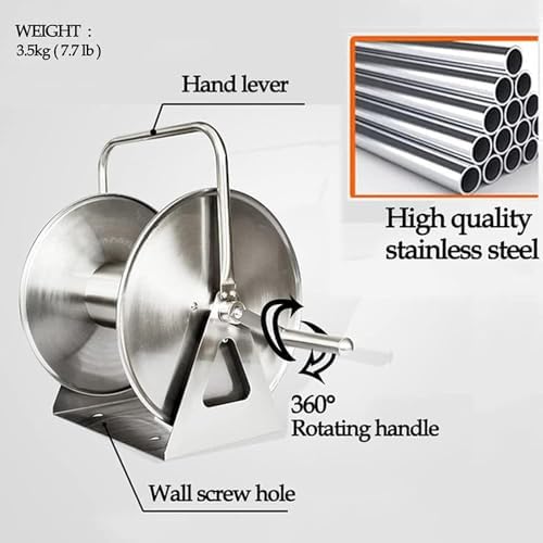 Garden Hose Holder, Stainless Steel Garden Hose Reel, 2 in 1Water Hose Reel, Hand Wall/Floor Mounted Hose Stand for Yard Lawn - Image 2