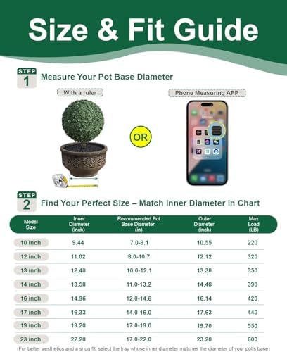 Plant Caddy With Wheels 14" Metal Plant Saucers for Indoors 390 Lb Capacity - Image 5