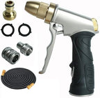 Heavy Duty Metal High Pressure Garden Hose Nozzle Set with Expandable Flexible Water Hose, Adjustable Spray Water Sprayer Gun for Car Washing Lawn Watering Patio Cleaning by TUNGFULL