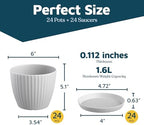 White 6-Inch Plant Pots with Drainage & Saucers 24 Pack, Indoor & Outdoor Planters for Houseplants, Herbs, and Flowers, Durable & Weatherproof Material, Stackable, Lightweight, Minimalist Design - Image 2