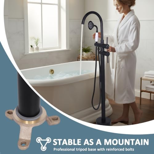 Generic Standing High Flow Shower Faucets with Hand Sprayer Gooseneck - Image 5