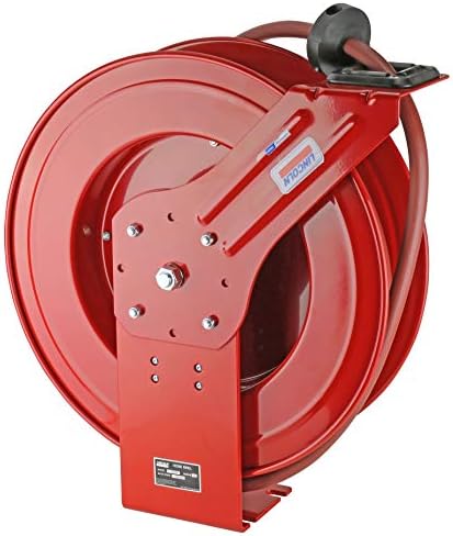 Lincoln 83753 Value Series Air/Water Retractable Hose Reel with 50' x 3/8" Rubber Air Hose, 1/4" NPT, 300 PSI, Slotted Mounting Base, 5-Position Adjustable Outlet Arm, All-steel Construction, Red - Image 2
