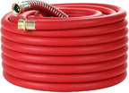Guitrees Garden Hose 75FT x 5/8”, Heavy Duty Rubber Hose, Water Hose with Five-Layered Braiding, Hot/Cold Water, 1000PSI Burst, 200PSI Working (Red) by Guitrees