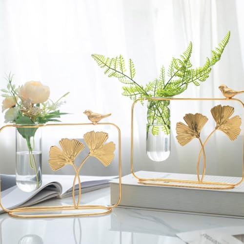 Xmas Glass Vase for Hydroponics Plants, Nordic Ginkgo Leaf Ornament - Image 2