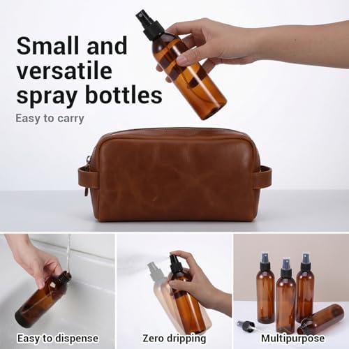 Fumusae 26 Pcs 8 oz Spray Bottles Fine Mist Cleaning Bottles, Amber Empty Plastic Travel Sprayer, Refillable Liquid Containers for Liquid Hair Oil Shampoo Lotion (8 oz,Amber) - Image 4