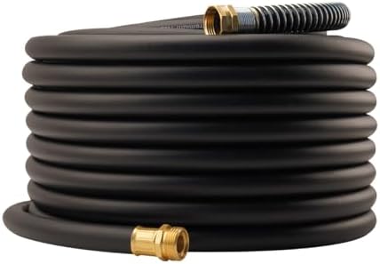 Wiseflow Garden Hose 100FT x 5/8", Heavy Duty Rubber Hose, Water Hose with Five Layered Braiding, Male Female Fittings, 1000PSI Burst, 300PSI Working for Yard, Car Wash, Pets (Black) by Unknown