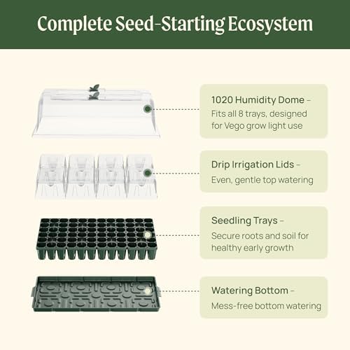 Vego garden 8Packs Standard Seedling Trays with Seedling Tray Lids and 10" x 20" Bottom Watering Trays Plus Seedling Humidily Dome Germination Bundle - Image 5