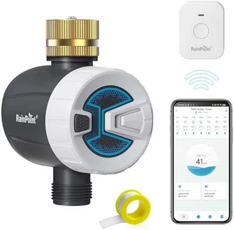 RAINPOINT WiFi Sprinkler Timer Irrigation System Automatic Garden Watering Brass Inlet 20 Separate Schedules by RainPoint