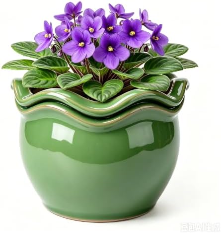 Self-Watering Ceramic Pot for African Violet Indoor Plants by krayceSerenya
