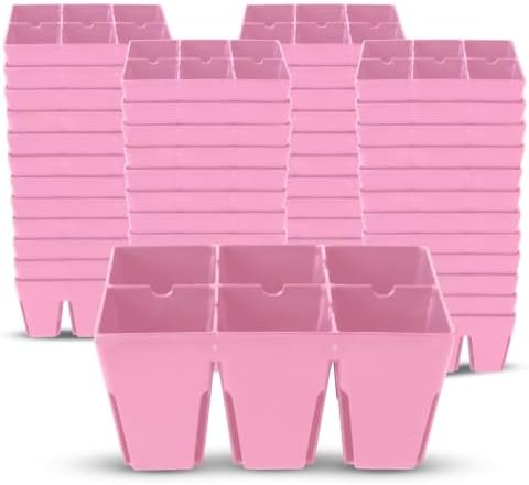 Epic Gardening Reusable Seed Starter Tray - Easy Watering Seed Starting Trays - Gardener Friendly Plant Trays for Seedlings | UV-Treated & BPA-Free -6-Cell Seed Starting Trays - 48 Trays/Pink by EpicGardening