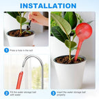 M METERXITY 3-Pack Plant Watering Globes, 10.5 Inch Plastic Spherical Self Watering Planter Insert for Indoor/Outdoor Pots, Self Water Devices Decorative Garden Stake [Red] - Image 4