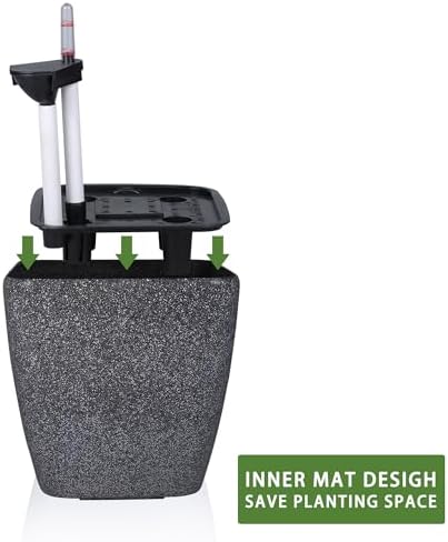 Dexceder 18x17 Self Watering Planter with Wheels (Stone Matte) - Image 4