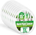 RooTrimmer 10 Pack 15 Inch Clear Plant Saucers, Thick Plastic Drip Trays by RooTrimmer
