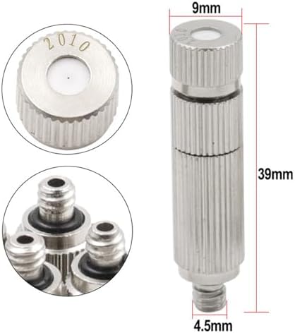 50pcs/pack Misting Nozzles, Brass Replacement Heads for Outdoor Cooling System, High Pressure Atomizing Sprayer with Filter for Patio Lawn, 10/24 UNC(Silver,0.1mm) - Image 2