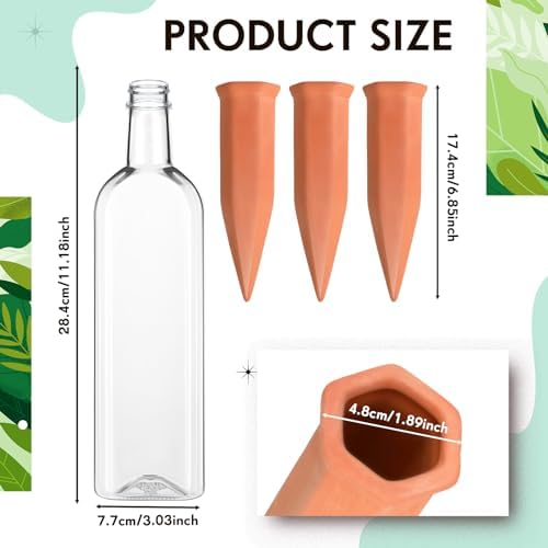 Dandat 12 Pcs 34oz Plant Watering Devices Self Watering Spikes and Bottles - Image 2
