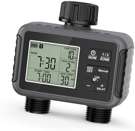 2 Zone Sprinkler Timer Programmable Water Timer with Rain Delay Watering Irrigation for Yard Lawn by Eujgoov