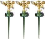 RESTMO 3 Pack All-Metal Impact Sprinkler Head on Sturdy Spike Base by Restmo