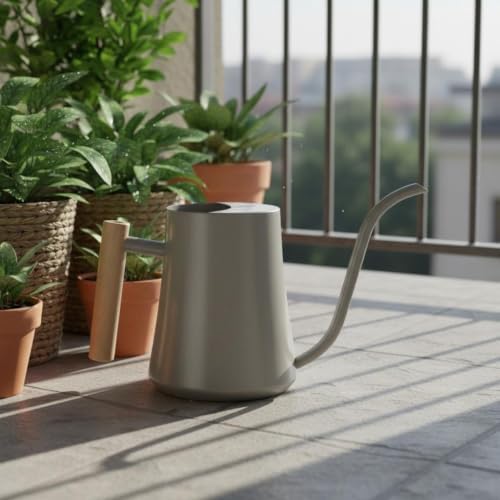Generic Watering Gooseneck Plant Watering Pot with Wooden Handle and Precision Pouring Neck Semi Enclosed Lid for Suitable for Indoor Plants Balcony Gardens Office desks Small - Image 7