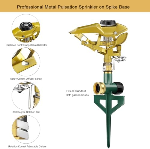 FANHAO 100% Metal Lawn Sprinklers for Yard, 360° Adjustable Spray Pattern - Image 3
