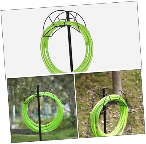 Portable Garden Hose Stand with Iron Holder, Black Outdoor - Image 3