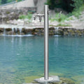Stainless Steel Garden Water Fountain with Faucet - Floor-Mounted Hydrant Hose Stand for Outdoor Washing & Cleaning, Durable Lawn Water Column (Silver, 33.8 x 5.1 in) by Unknown