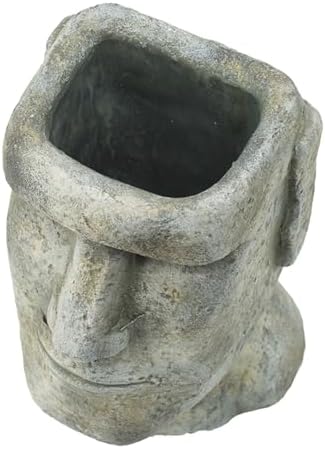 Easter Island Moai Cement Planter, 9 Inch, Gray - Image 5