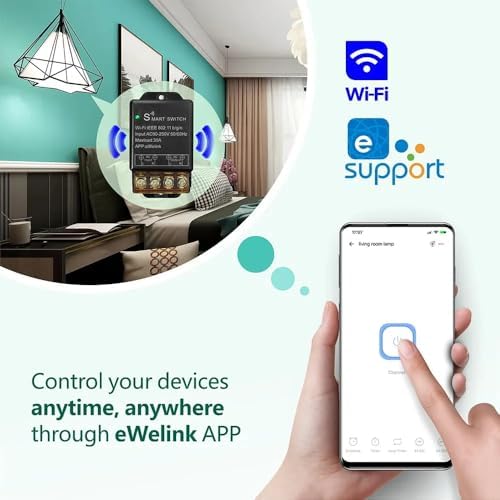 Ewelink 30A Hight Power WiFi Smart Switch 110V/120V/240V, APP Remote with Timer, Wireless DIY Mode for Home Automation, Compatible with Alexa & Google Home(2 pcs) - Image 2