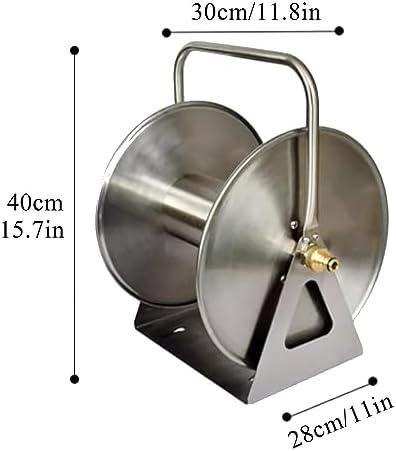Stainless Steel Garden Hose Reel,Wall/Floor Mounted Metal Water Hose Reel, Portable Garden Hose Reel Heavy Duty Water Hose Holder & Storage Holds for Garden Outdoor Gardening - Image 6